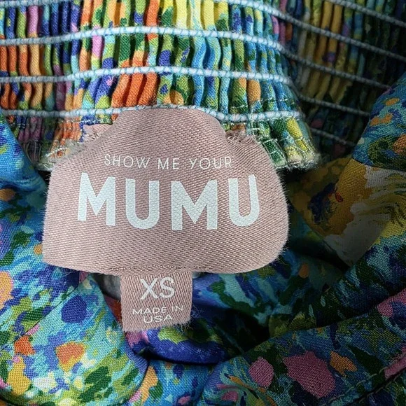 Show Me Your Mumu Alexis Midi Dress XS Painterly Petals Floral CoquetteNWOT - Picture 10 of 11